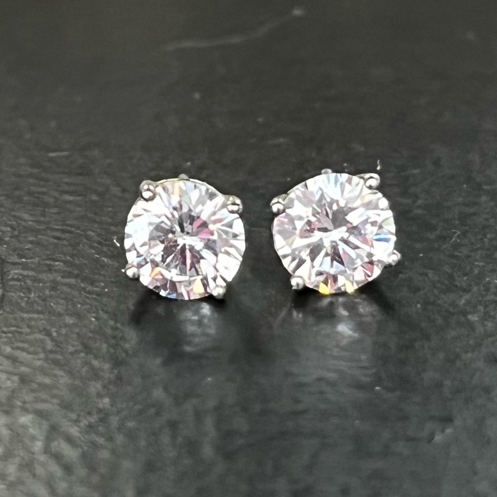 Moissanite and Sterling Silver Stud Earrings